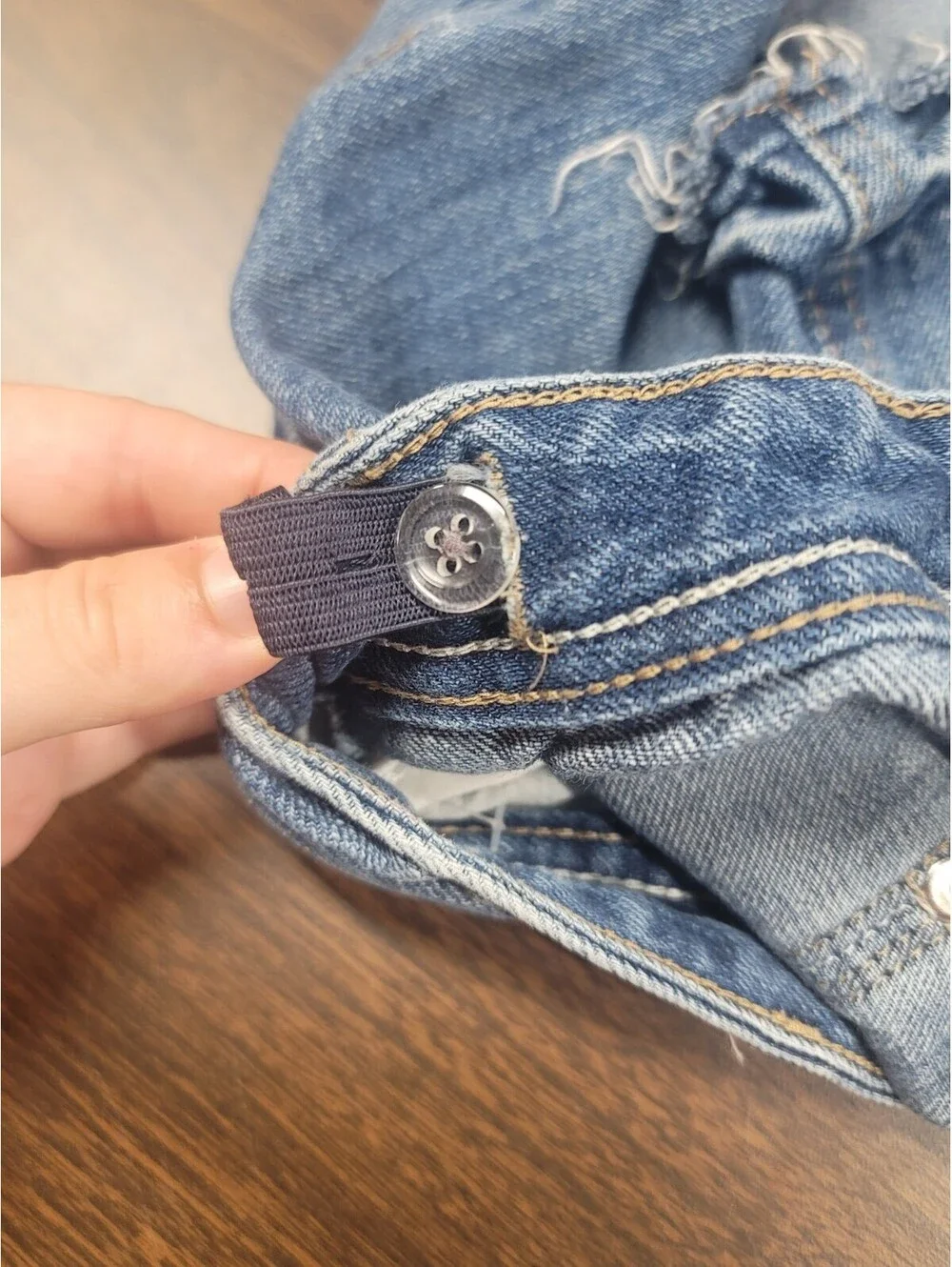 Girls Old Navy Skirt Size 8 Blue Jean Denim Button Adjusters